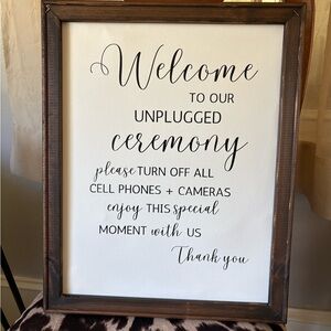Handmade canvas Framed Unplugged Ceremony Sign